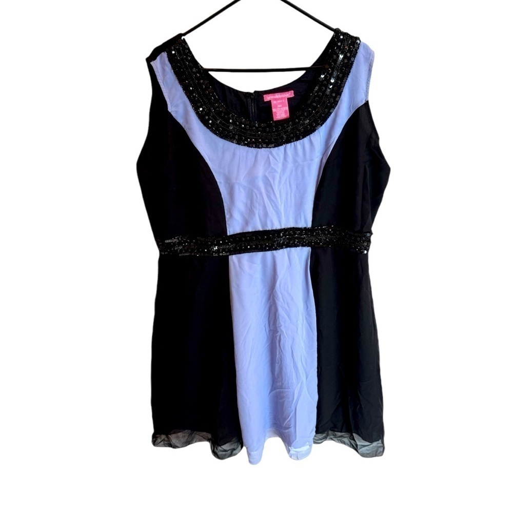 Woman Within Women’s Plus Size Beaded Dress Black Purple Size 20W